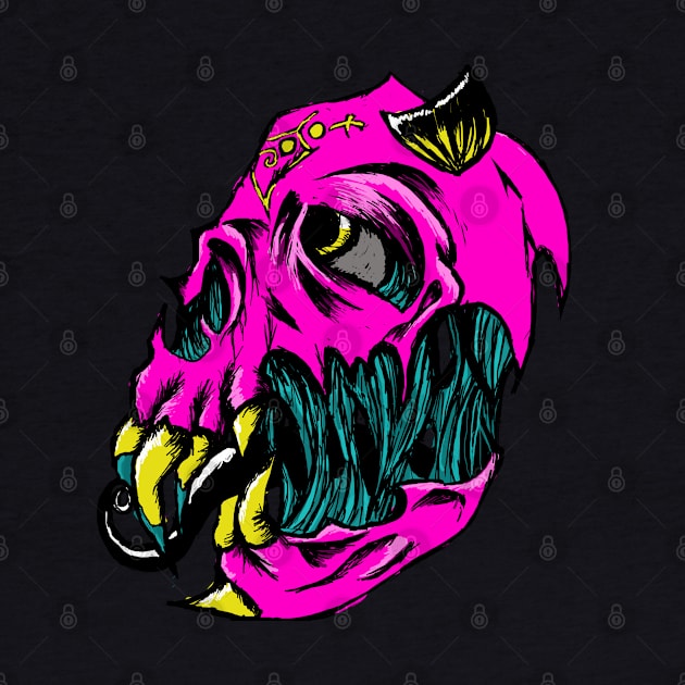 Demon Skull in Neon by PoesUnderstudy